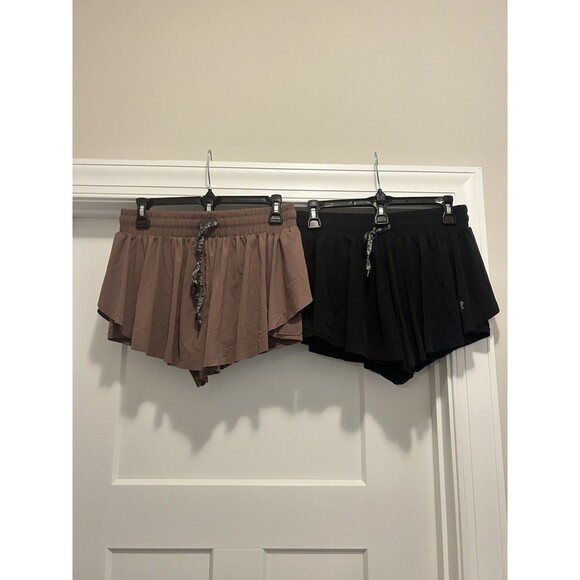 Lot Of 2 Inflachi Professional Fitness Shorts Black Purple Athletic Gym Size XL - Picture 1 of 6